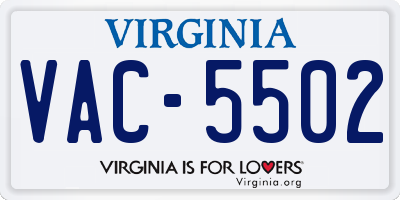 VA license plate VAC5502