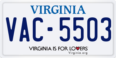 VA license plate VAC5503