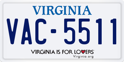 VA license plate VAC5511