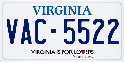 VA license plate VAC5522