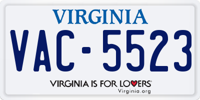VA license plate VAC5523