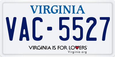 VA license plate VAC5527