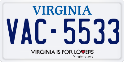 VA license plate VAC5533