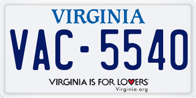 VA license plate VAC5540
