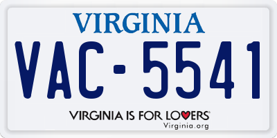 VA license plate VAC5541