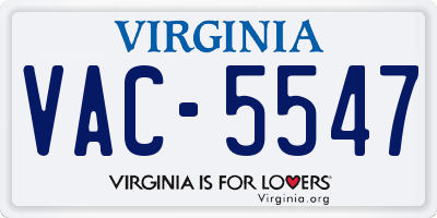 VA license plate VAC5547