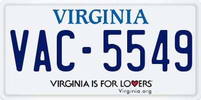 VA license plate VAC5549