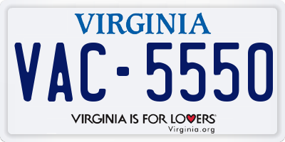 VA license plate VAC5550