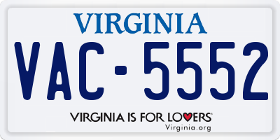 VA license plate VAC5552