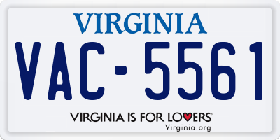 VA license plate VAC5561