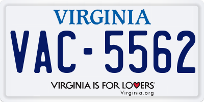 VA license plate VAC5562