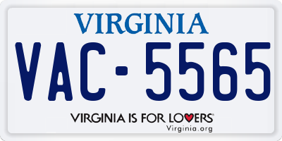 VA license plate VAC5565