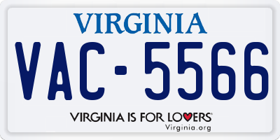 VA license plate VAC5566