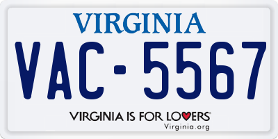 VA license plate VAC5567