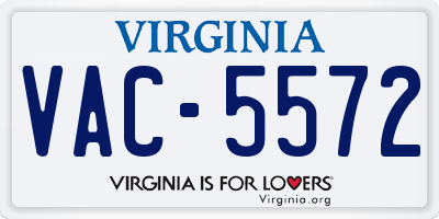 VA license plate VAC5572