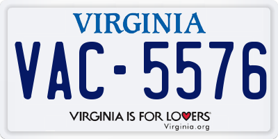 VA license plate VAC5576