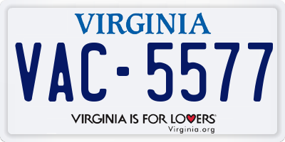 VA license plate VAC5577