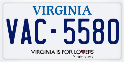 VA license plate VAC5580