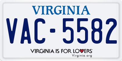 VA license plate VAC5582