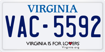VA license plate VAC5592