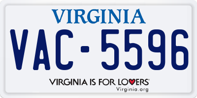 VA license plate VAC5596