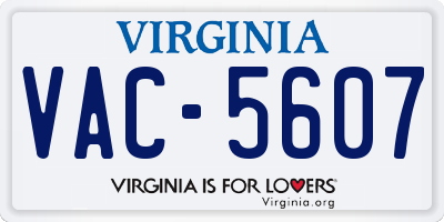 VA license plate VAC5607