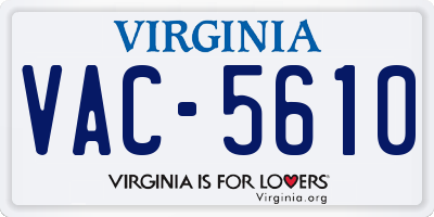 VA license plate VAC5610