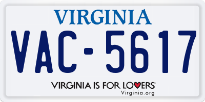 VA license plate VAC5617