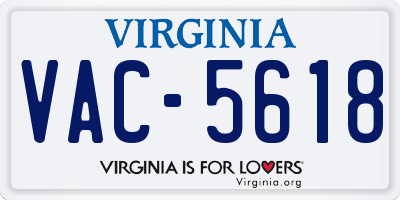 VA license plate VAC5618