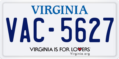 VA license plate VAC5627
