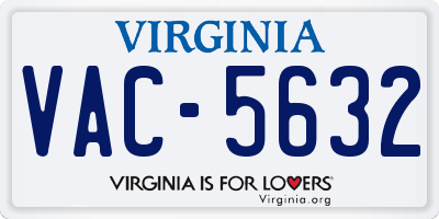 VA license plate VAC5632