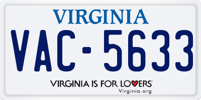 VA license plate VAC5633