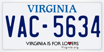 VA license plate VAC5634