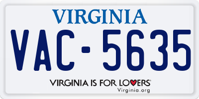 VA license plate VAC5635