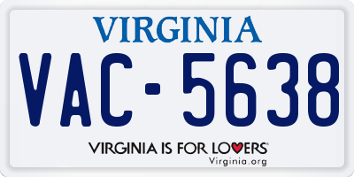 VA license plate VAC5638