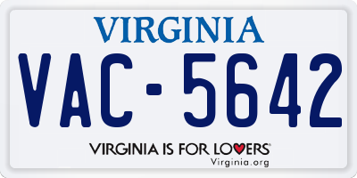 VA license plate VAC5642