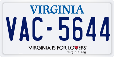 VA license plate VAC5644