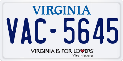 VA license plate VAC5645