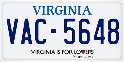 VA license plate VAC5648