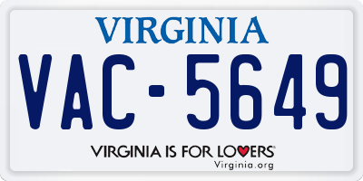 VA license plate VAC5649