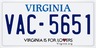 VA license plate VAC5651