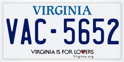 VA license plate VAC5652