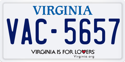 VA license plate VAC5657