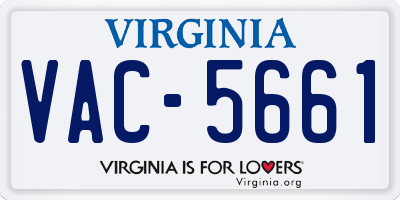 VA license plate VAC5661