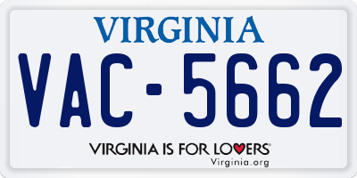 VA license plate VAC5662