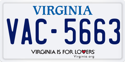 VA license plate VAC5663