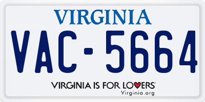 VA license plate VAC5664