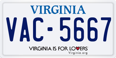 VA license plate VAC5667