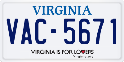VA license plate VAC5671