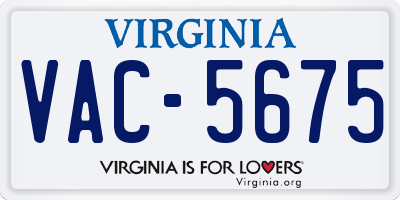 VA license plate VAC5675